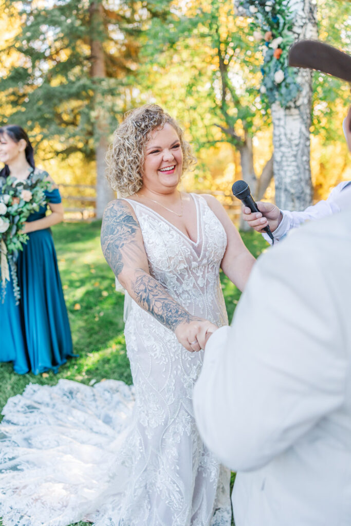 Bride laughing at Groom at 7th Canyon Ranch 