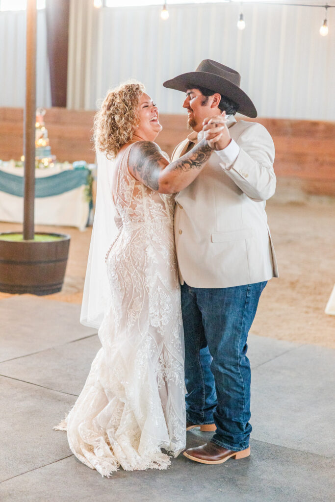 Bride and Groom dancing at 7th Canyon Ranch 
