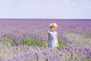 Oregon lavender farms girl standing in lavender