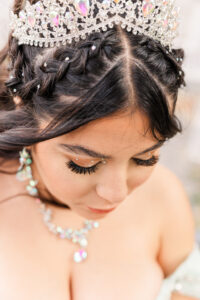 the Quinceañera hair and crown