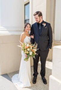 Bride and Groom Portraits at the Courthouse