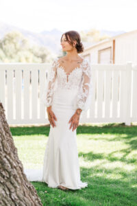 bride looking off into the distance 