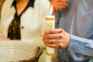 a candle lighting