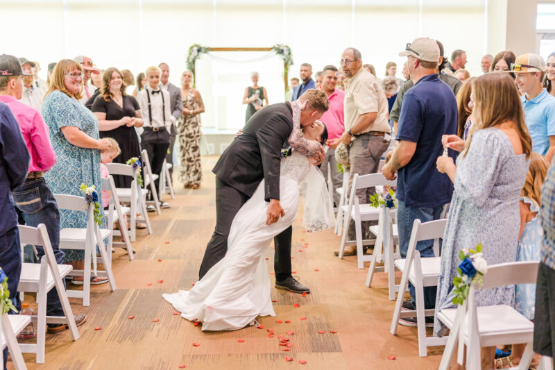 bride and groom kissing