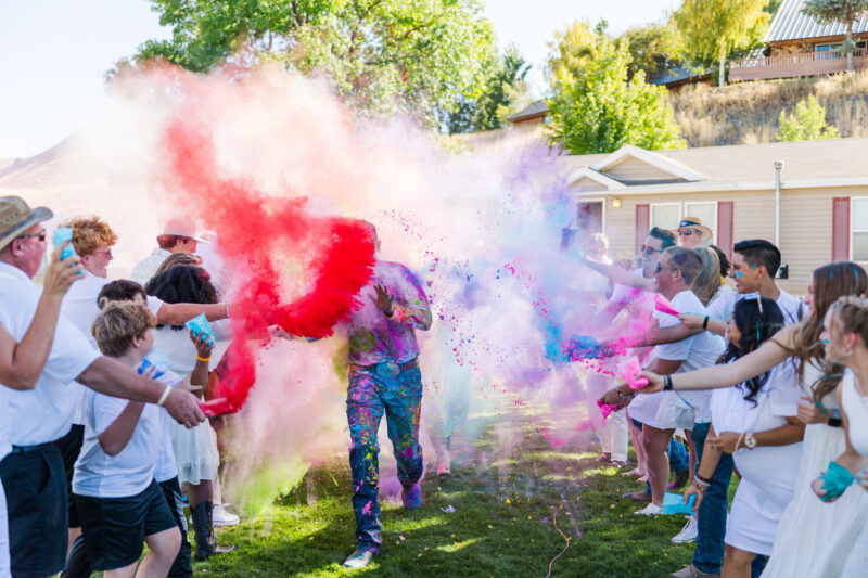 holi festival people running