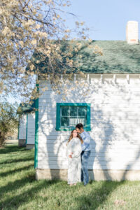 husband and wife holding each other in lamoille 