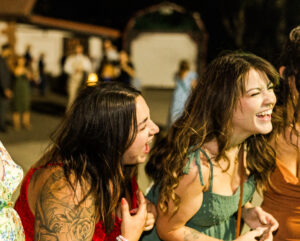bridal party laughing
