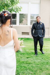 groom seeing bride 