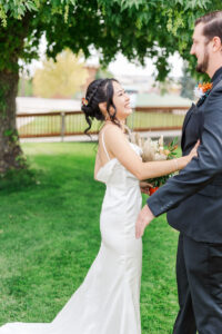 bride and groom seeing each other wedding portfolio 