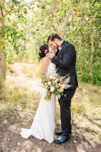 bride and groom posing 