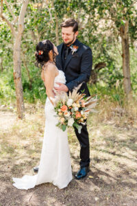 groom looking into brides eyes 