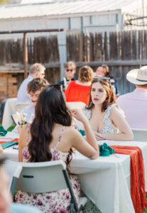 friends handing out at the wedding 