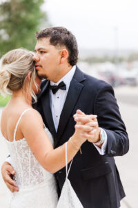 bride and groom dancing