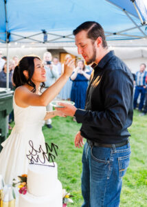groom eating cake 