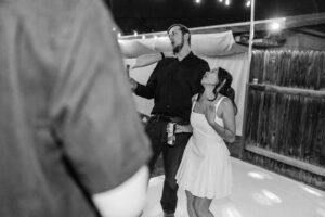 bride and groom singing 